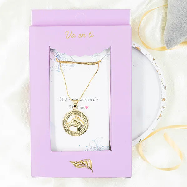 Collar en Rodio Caballo Medalla