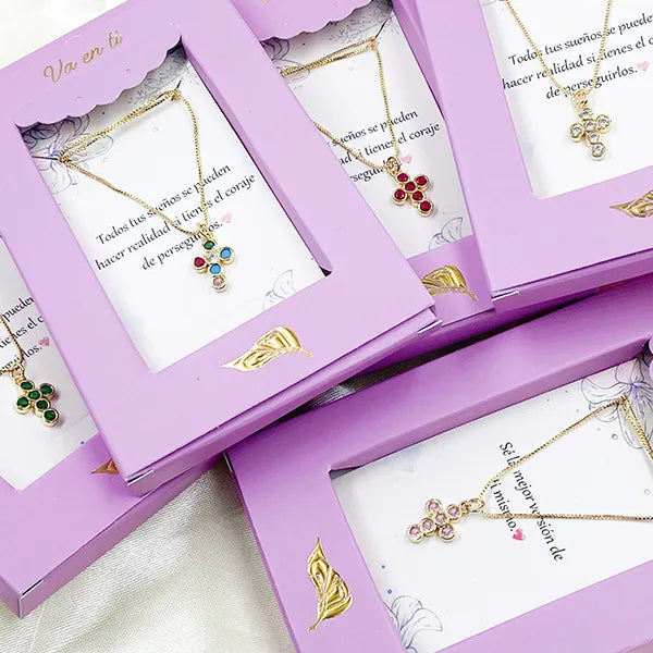 Collar en Rodio Cruz Circle Zircon