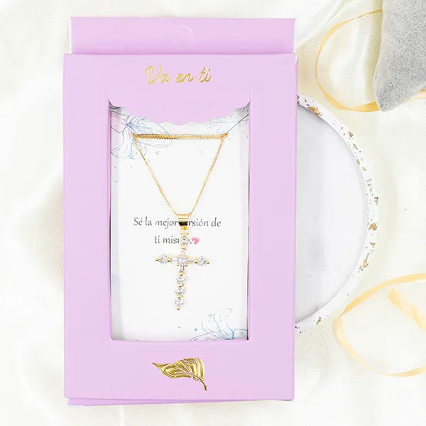 Collar en Rodio Cruz con Zircones