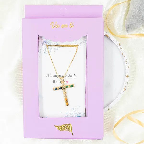 Collar en Rodio Cruz vitrals