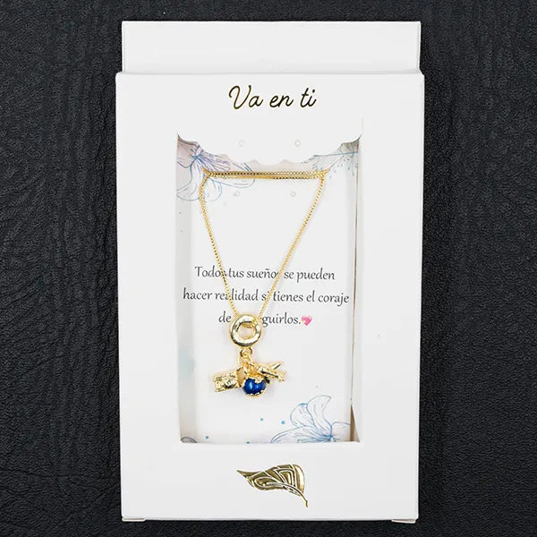 Collar en Rodio Mapamundi