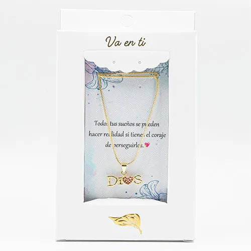 Collar en rodio Dios