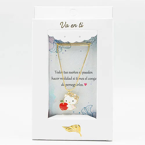 Collar en rodio Hello Kitty with apple