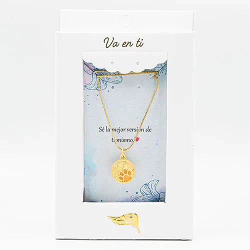 Collar en rodio cat footprint