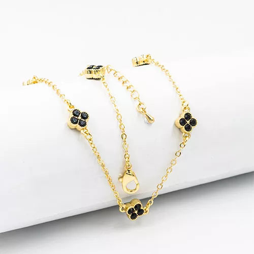 Collar en rodio chain with small clovers