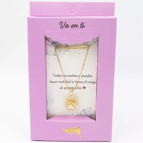 Collar en rodio flower with thin petals