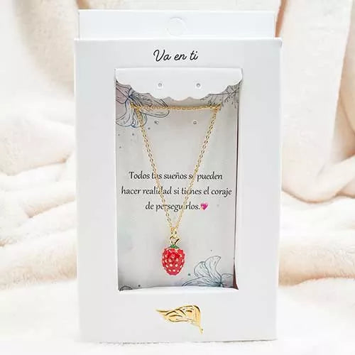 Collar en rodio hairy strawberry