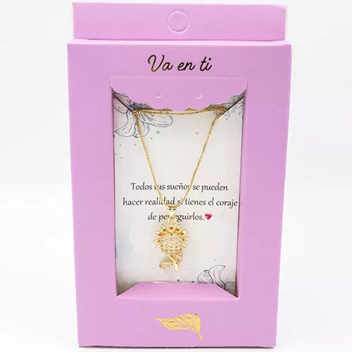Collar en rodio rotating sunflower