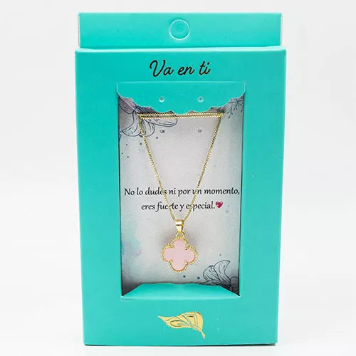 Collar en rodio single clover in two colors