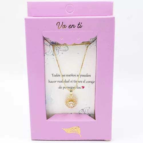 Collar en rodio small raised rotating flower