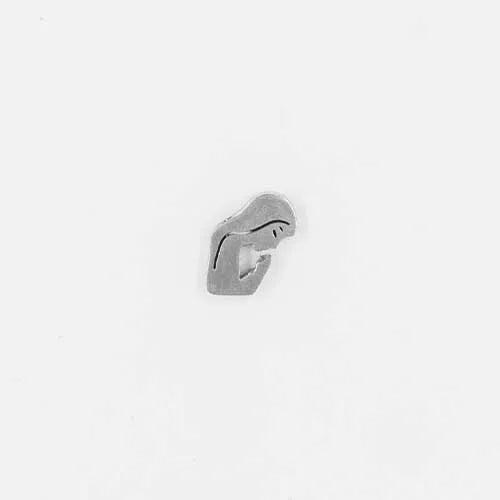 Dije pasador en acero silueta de Virgen 1,4cm