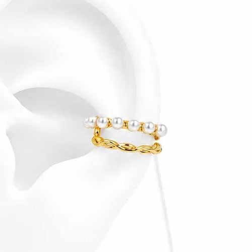 Ear cuff crown of roots with pearls