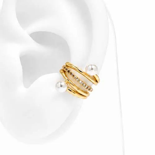 Ear cuff double threaded pearl
