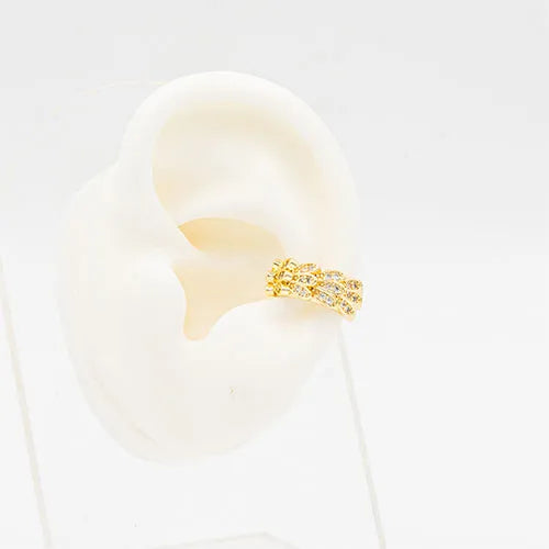 Ear cuff leaf with zircons