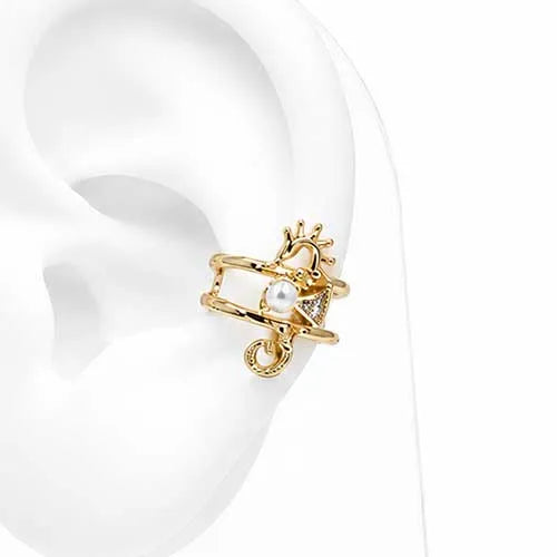 Ear cuff seahorse with pearl