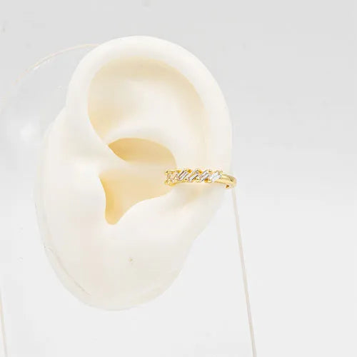 Ear cuff zircons in horizontal cylinder