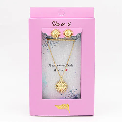 Juego en rodio engraved sun