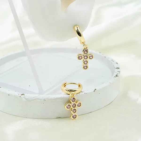 Par de candongas Cruz Circle Zircon