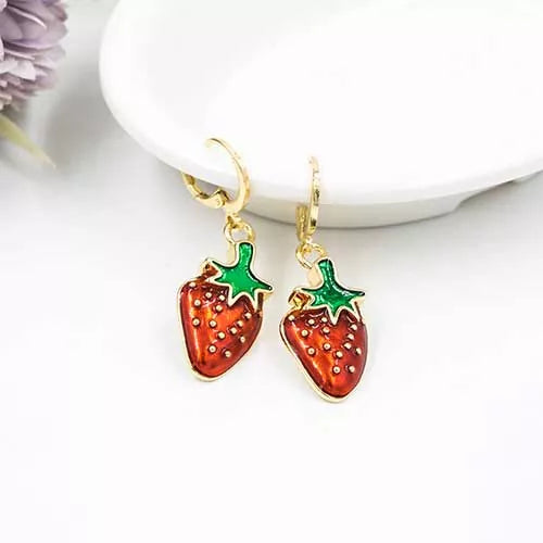 Par de candongas en rodio big strawberries