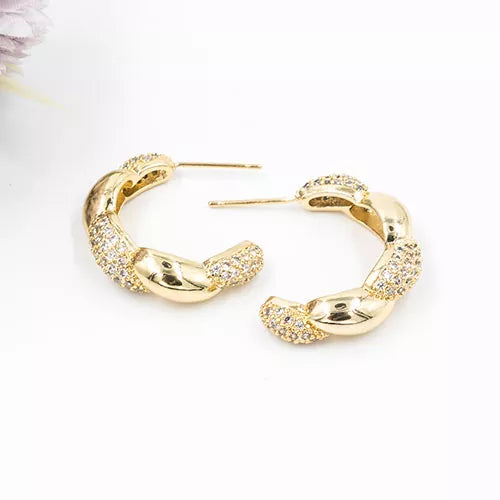 Par de candongas en rodio intertwined with zircon