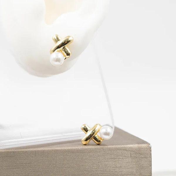 Par de topos en rodio Perla Chic