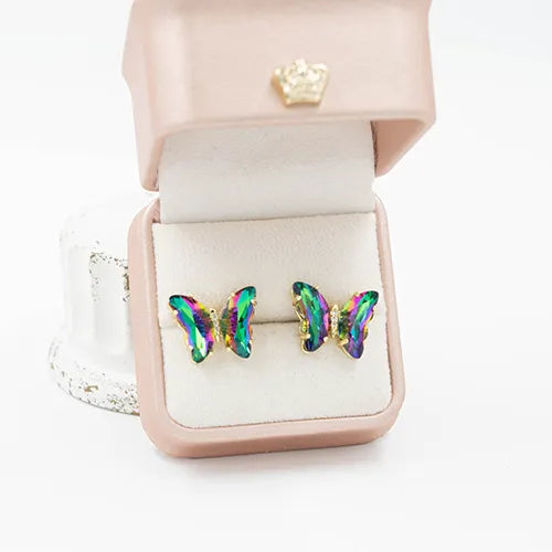 Par de topos en rodio butterfly