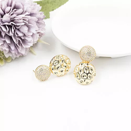 Par de topos en rodio double hollow circle
