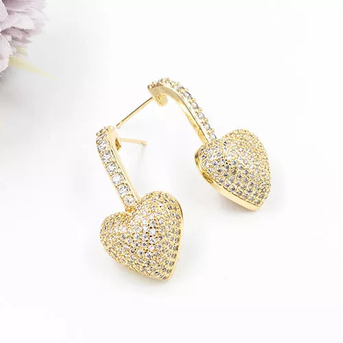 Par de topos en rodio heart pendant