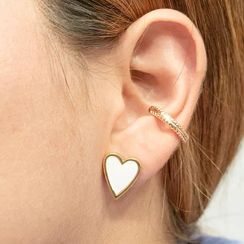 Par de topos en rodio painted heart