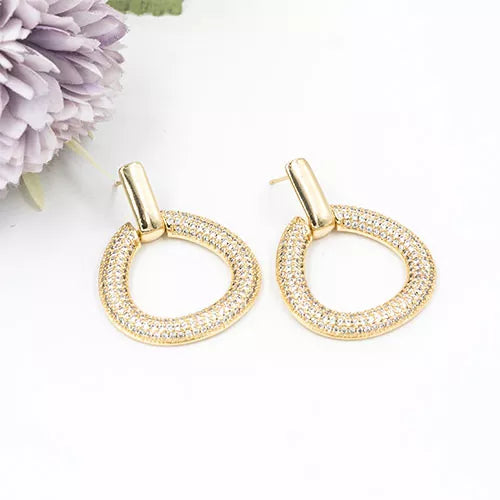 Par de topos en rodio semicircle with zircon