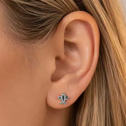 Par de topos en rodio small stingray silver