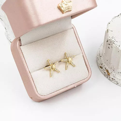 Par de topos en rodio starfish with shell