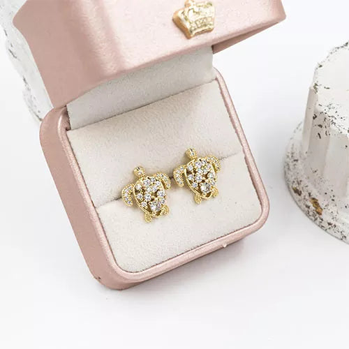 Par de topos en rodio zircon turtle