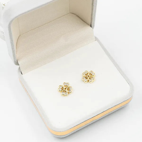 Par de topos flor con zircones