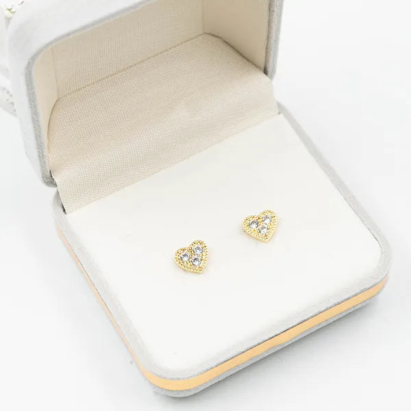 Par de topos large corazon con zircones