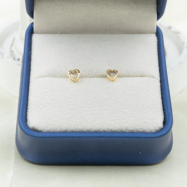 Par de topos small heart zircón