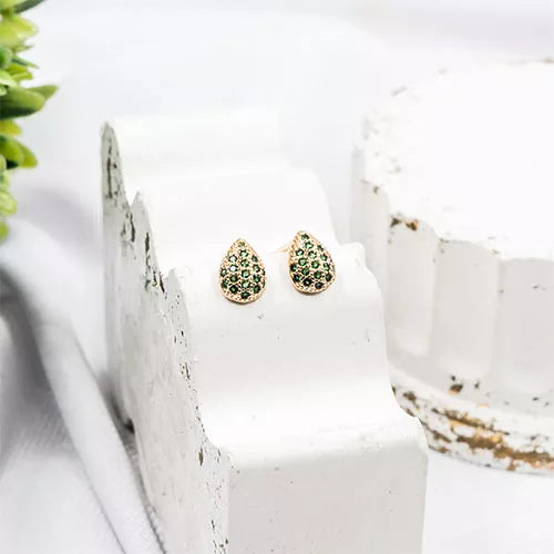 Par de topos mini en rodio drop engraved with zircons