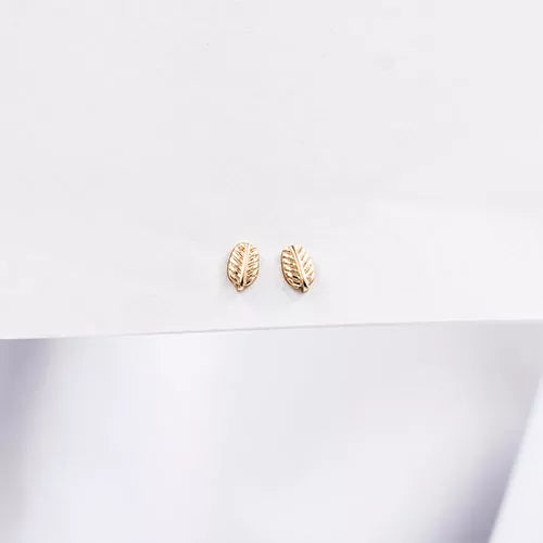 Par de topos mini en rodio medium tree leaf