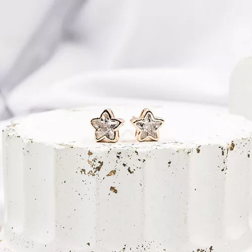 Par de topos mini en rodio star crystal zircon
