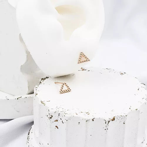 Par de topos mini en rodio triangle of small spheres