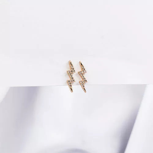 Par de topos mini en rodio zircon rays