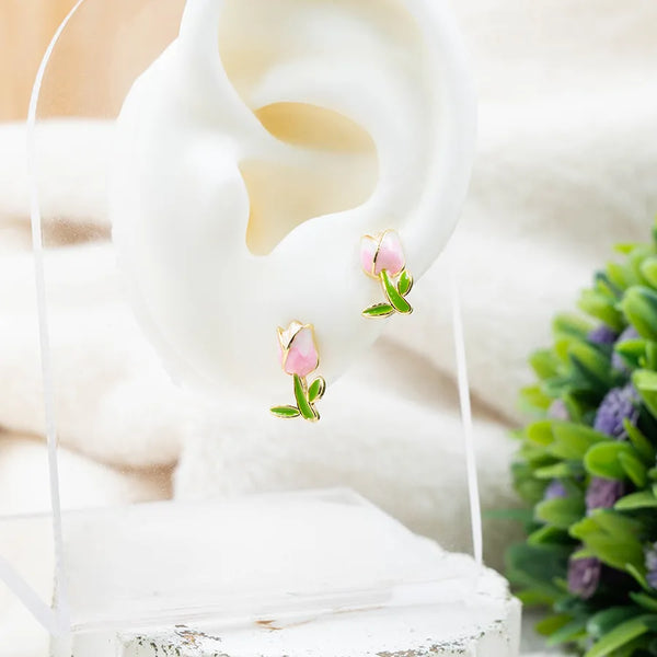 Par de topos pink rose