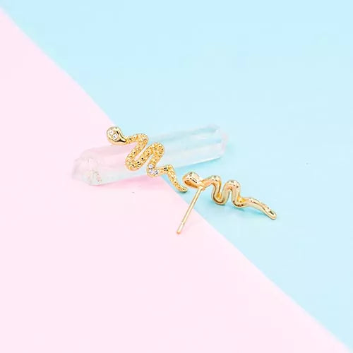 Par de topos en rodio zircon snake on the head
