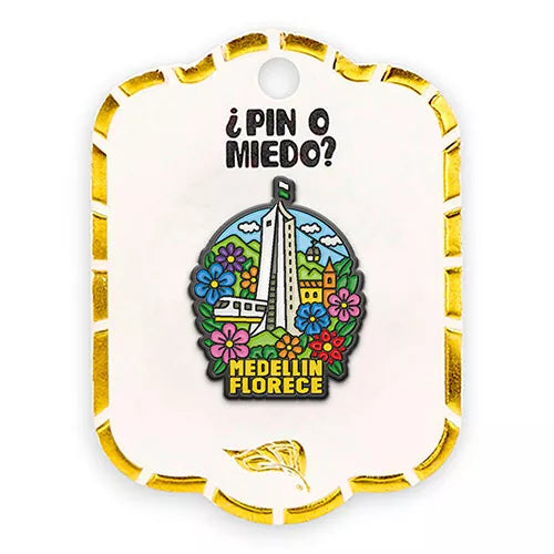 Pin metálico Medellín florece