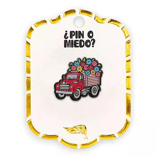 Pin metálico camión de flores
