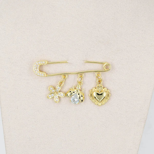 Prendedor en rodio para ropa Bee Flower