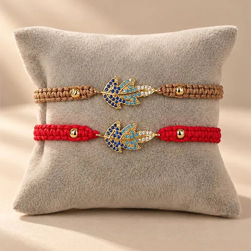 Pulsera Tejida Blue Feather Baño de Rodio