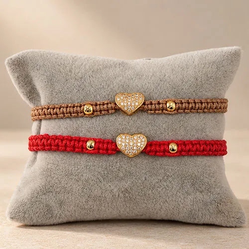 Pulsera Tejida Golden Heart Baño de Rodio