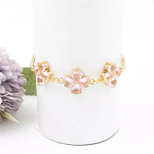 Pulsera en rodio Large glass flowers