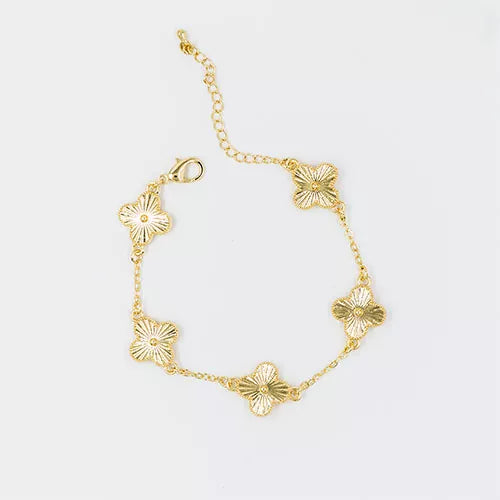 Pulsera en rodio clover with golden highlights